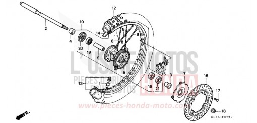 ROUE AVANT (CR500RN/RP/RR) CR500RP de 1993